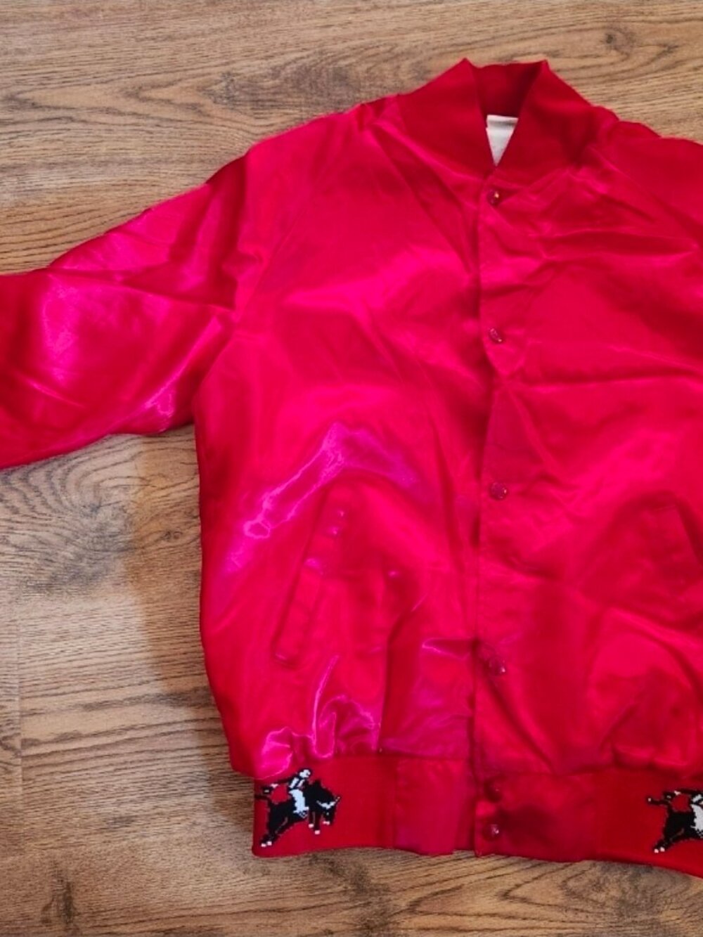 Vintage 80s Mesquite Rodeo Satin Bomber Jacket - Picture 3 of 9